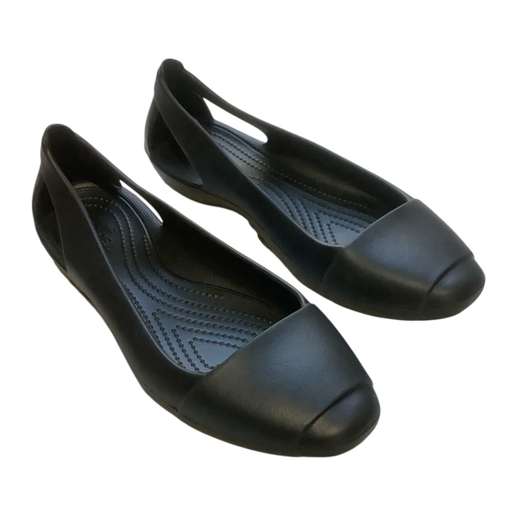 Crocs Women’s Black Sienna Shiny Flat – 9